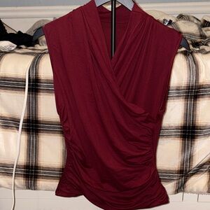 SHEIN Deep Red Sleeveless Blouse